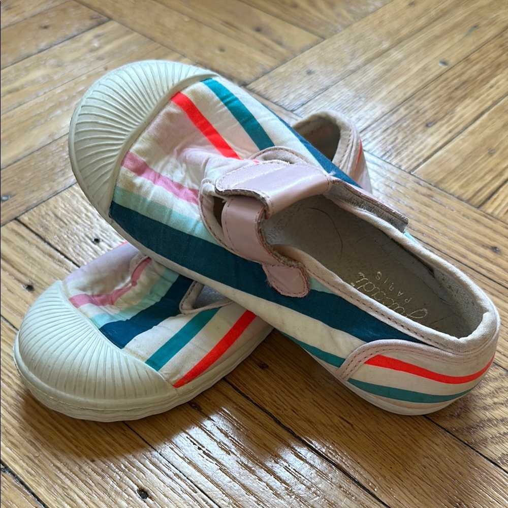 Jacadi Blue and Red Sneakers with Elastic Slip-On Design - like new